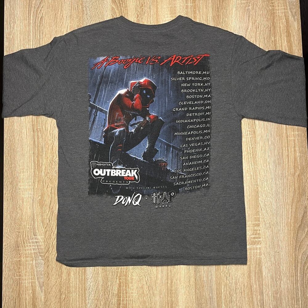 A Boogie vs Artist Monster Outbreak Tour Grey Longsleeve TShirt Small - Picture 2 of 5